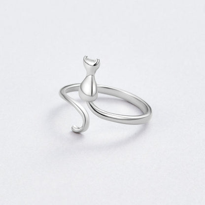 Léonie™ | Bague Chat Argent Ouverte