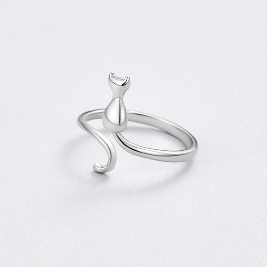 Léonie™ | Bague Chat Argent Ouverte