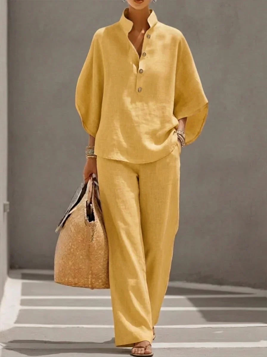 Amélie | Ensemble Fluide à Manches Amples et Pantalon Large